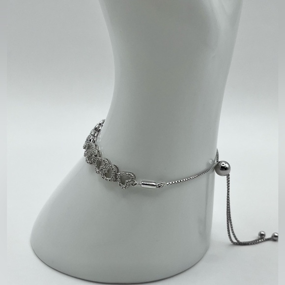 Heart Bolo Bracelet 925 Sterling Silver Accented Natural Diamond - Picture 3 of 5